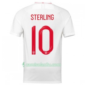 Camisolas de Futebol Inglaterra Sterling 10 Equipamento Principal Copa do Mundo 2018 Manga Curta